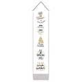 Close-up of long white Christmas wall banner with wooden hanger and festive elements - 32.5x130cm / Hand Drawn Blessings (Style 16)