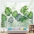 Detail of tropical monstera leaf print on polyester tapestry for wall decoration - Nordic Monstera Leaf(Style 17)