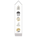 Detailed vertical Christmas banner featuring black and gold festive text and wooden hanger - 32.5x130cm / Tree Typography (Style 18)