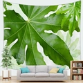 Detailed view of tropical green leaf tapestry with realistic water droplets on fabric - Waterdrop Tropical Leaf(Style 18)