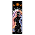 Bohemian wall tapestry featuring celestial star girl design with rainbow hair on black fabric - 40x150cm / Black Starburst Rainbow Hair Galaxy Goddess Style (Style 8)