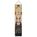 Vertical wall tapestry with mystic goddess, butterfly art, and black decorative tassels - Chakra Goddess and Butterfly (Style 5) / 32.5x130cm
