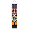 Vertical mystic tapestry featuring celestial sun, butterfly, and elegant black fringe details - Starry Sky Goddess and Monarch Butterfly (Style 9) / 32.5x130cm