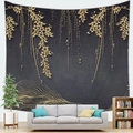 Detailed view of black and gold floral tapestry hanging behind a modern gray sofa - 150cmx130cm / Black Gold Floral (Style 2)