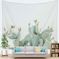 Nordic style cactus print tapestry wall hanging for living room interior decoration - Fresh Blue Green Cactus (Style 12)