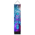 Detail of colorful dreamcatcher tapestry with black tassels and cosmic starry sky pattern - 32.5x130cm / Blue Bright Galaxy Dreamcatcher (2)
