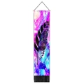 Detail of colorful galaxy feather tapestry featuring mandala patterns and black tassels - 32.5x130cm / Mandala Galaxy Feather (6)