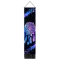 Detail of colorful dreamcatcher tapestry with mandala patterns and black tassels - 32.5x130cm / Mandala Galaxy Dreamcatcher (7)
