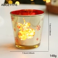 Bougeoir de Noël en verre doré avec motifs de flocons et cloches rouges, 7,6 cm - Grand Cloche en Or