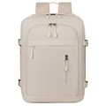 Water-resistant large capacity beige business backpack for laptops and travel commute - White