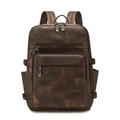 Zaino porta PC vintage in ecopelle marrone scuro con tasche multiple con cerniera lampo - Caffè Bicolore