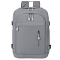 Waterproof grey commuter laptop backpack with expandable capacity for business travel and daily use - Gray
