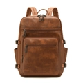 Zaino da lavoro vintage marrone da donna in pelle PU con grande capacità e multitasche - Marrone Bicolore Grana Grossa