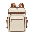 Zaino porta PC da donna in pelle PU bicolore per lavoro e ufficio con finiture marroni - Bianco con Marrone Bicolore