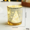 Porte-bougie de Noël en verre argenté avec motif sapin et dimensions incluses - Style Sapin de Noël Doré