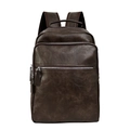 Sac à dos rétro en cuir marron foncé avec plusieurs poches et fermetures éclair métalliques - Marron