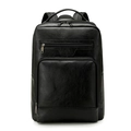 Zaino business in pelle PU nera dal design minimalista con scomparti multipli multipli e cerniere - Nero
