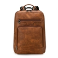 Zaino professionale in pelle PU marrone con tasche multiple con cerniera per viaggio - Marrone Bicolore Grana Grossa