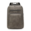Zaino business in pelle PU grigia con design multitasche e spallacci ergonomici imbottiti - Grigio