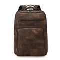 Zaino aziendale classico in pelle PU marrone con scomparti multipli con cerniera - Caffè Bicolore