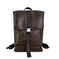 Minimalistischer brauner Kunstleder-Rucksack mit Retro-Textur und Silber Schnalle - Braun
