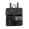 Vintage Damen Rucksack aus schwarzem Kunstleder mit Schnallen und großem Fassungsvermögen - Schwarz