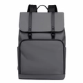 Zaino da lavoro grigio scuro minimalista con tessuto impermeabile e fibbie in pelle - Grigio
