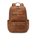 Mochila para portátil impermeable marrón vintage con textura de cuero de alta calidad - Marrón de Dos Tonos Grano Grueso