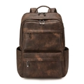 Sac à dos vintage en cuir marron pour homme avec compartiments pour affaires et voyage - Café Bicolore