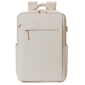 Zaino porta PC business beige minimalista con porta USB e tessuto impermeabile opaco - Bianco Sporco