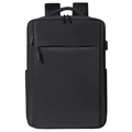 Zaino porta PC nero minimalista da ufficio con porta USB e tessuto impermeabile - Nero