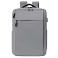 Zaino porta PC grigio minimalista con porta USB e tessuto in nylon resistente all'usura - Grigio chiaro