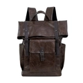 Vintage donkerbruine PU-lederen rugzak met gespen en een groot hoofdvak voor reizen - Bruin