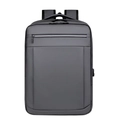 Dettaglio dello zaino business grigio con porta di ricarica USB e materiale impermeabile - Grigio