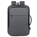 Minimalist charcoal grey business laptop backpack with external USB charging port - Gray