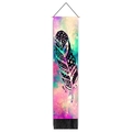 Detailed view of colorful nebula wall tapestry with ethnic feather design and black tassels - 32.5x130cm / Ethnic Style Nebula Feather (11)