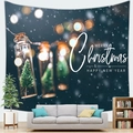 Blue Christmas tree wall tapestry with Merry Christmas text for home bedroom decor - Blue Tree in Bottle (Style-8)