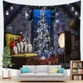 Detailed view of Christmas tree tapestry with festive gnomes on a soft wall hanging - 95x73cm / Attic Gnomes Style(Style-10)