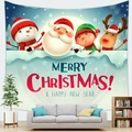 Cartoon Santa Claus and reindeer Christmas wall tapestry for modern living room decor - Q-Style Christmas Characters Style (Style-9)