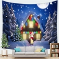 Christmas tapestry featuring Santa Claus and a snowy winter cabin for wall decoration - Style 8 / 95x73cm (Brushed)