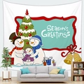 Tapiz de pared navideño de muñeco de nieve decoración para sala de estar o dormitorio - Alegría Familiar del Muñeco de Nieve (1) / 150x100(Piel de Melocotón)