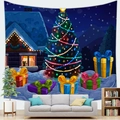 Christmas wall tapestry with festive tree and gift boxes in a cozy living room scene - Style 12 / 95x73cm (Brushed)