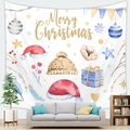 Macro shot of watercolor Christmas tapestry with Merry Christmas text and festive icons - Watercolor Christmas Hand Drawn Style-10