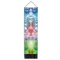 Detail eines Meditation-Wandteppichs mit Mandala-Auge-Design und schwarzen Seidenquasten - Symmetrisches psychedelisches Chakra (Stil-5) / 32.5x130cm