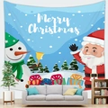Tapiz navideño con Papá Noel, muñeco de nieve y árbol de Navidad en tejido piel de melocotón - Grupo de Árbol de Navidad Nevado (6) / 150x100(Piel de Melocotón)