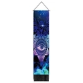 Detailed shot of evil eye tapestry with mystical owl design and black tassels - 32.5x130cm / Mystic Owl Starry Sky Style (Style-4)