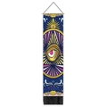 Vertical wall tapestry featuring evil eye design with blue background and black tassels - 32.5x130cm / Pop Art Blue Eye of Providence Style (Style-5)