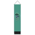 Detailed shot of bohemian Evil Eye tapestry with blue eye pattern and black bottom tassels - 32.5x130cm / Teal Boho Blue Eye Style (Style-7)