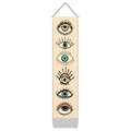 Vertical Evil Eye tapestry with colorful geometric patterns and wooden hanging rod - 32.5x130cm / Evil Eye Array Style (Style-1)
