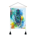 Hamsa Hand and Evil Eye tapestry with colorful paint splatter and black tassels detail - 35x50cm / Splash Color Evil Eye